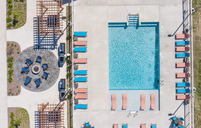 Aerial View Of Pool at One Glenn Place, Fitchburg, WI