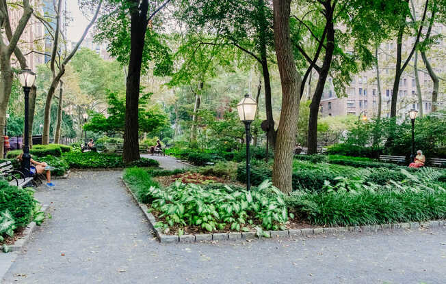 Visit the lush outdoor space at Tudor City Greens.