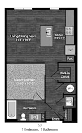 Studio, 1 bath, 635 sqft, $1,700