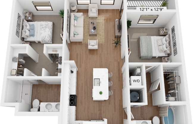 2 beds, 2 baths, 1,119 sqft, $2,966