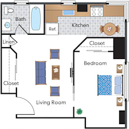 1 bed, 1 bath, 456 sqft, $2,199