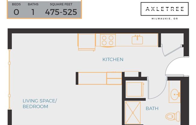 Studio, 1 bath, 475 sqft, $1,275, Unit 517