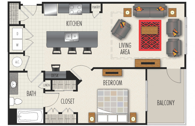 1 bed, 1 bath, 907 sqft, $1,505
