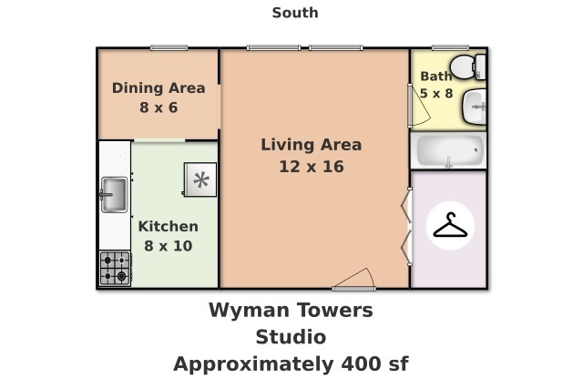 Studio, 1 bath, 400 sqft, $1,200, Unit 309