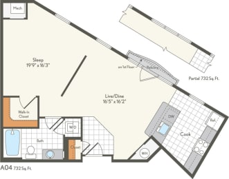 1 bed, 1 bath, 732 sqft, $1,935