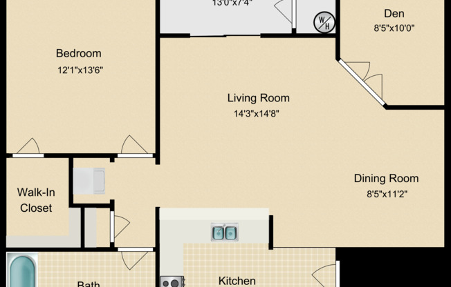 1 bed, 1 bath, 1,014 sqft, $2,565