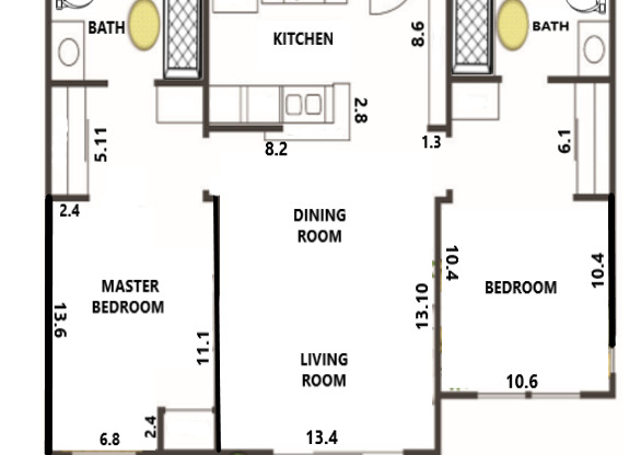 2 beds, 2 baths, 1,013 sqft, $2,845