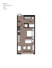 Studio, 1 bath, 473 sqft, $1,730