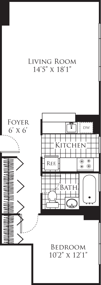 1 bed, 1 bath, 709 sqft, $4,820, Unit 24A