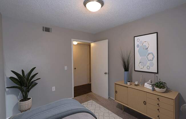 our apartments offer a bedroom with a closet and a door to the hallway