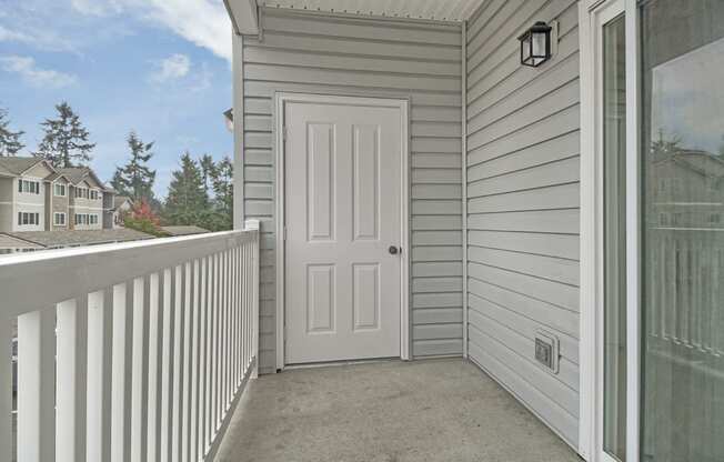 Patio with Storage Closet at The Madison Apartments in Olympia, Washington, WA