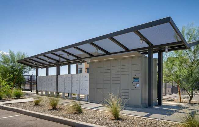 mail and package locker at Streamliner 16th Apartments in Phoenix