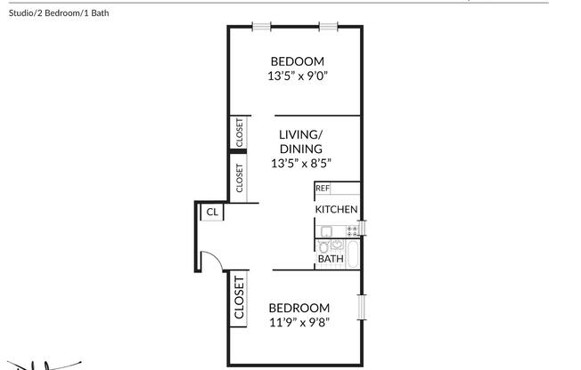 2 beds, 1 bath, 800 sqft, $3,995, Unit 4-H