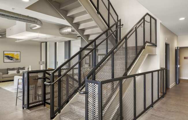 Our Apartment Building Interior Staircase at Sleek Lofts Apartments in Denver, Colorado