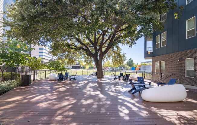 Shaded Community Patio at Abstract at Design District in Dallas TX, 75207