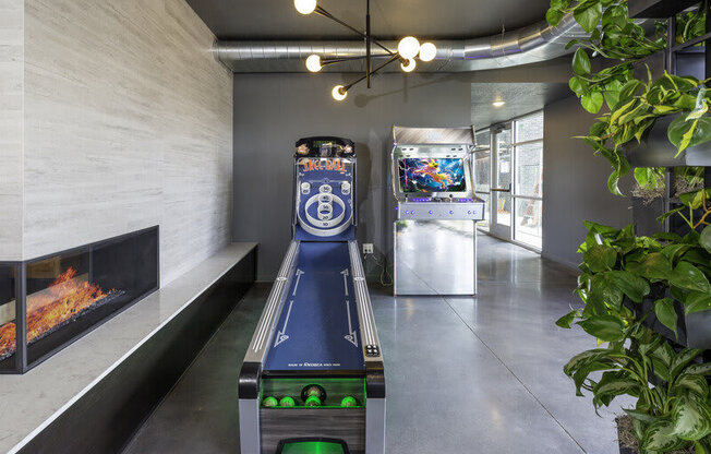 shuffleboard in a room at Lotus Republic Apartments for rent in Downtown Salt Lake City, Utah