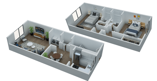 2 beds, 2.5 baths, 1,234 sqft, $1,404