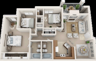 3 beds, 2 baths, 1,156 sqft, $1,395