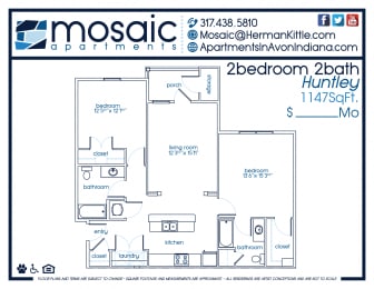 2 beds, 2 baths, 1,147 sqft, $1,567