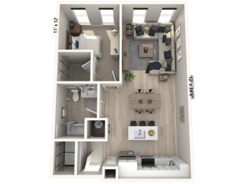 1 bed, 1 bath, 834 sqft, $2,069