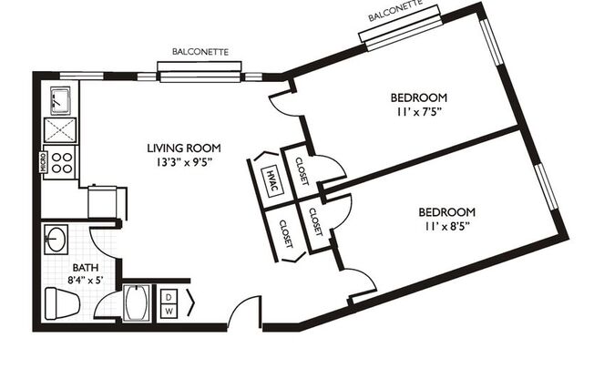 2 beds, 1 bath, 570 sqft, $2,100, Unit 213