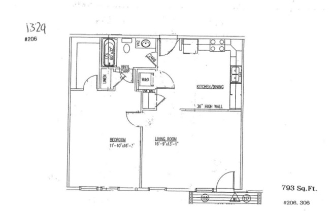 1 bed, 1 bath, 709 sqft, $975, Unit 306