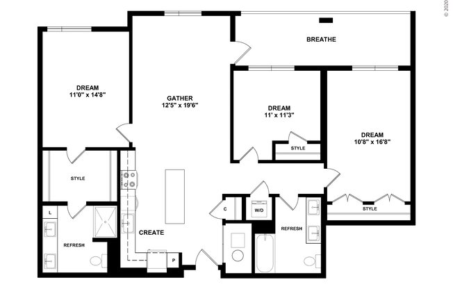 3 beds, 2 baths, 1,250 sqft, $3,455