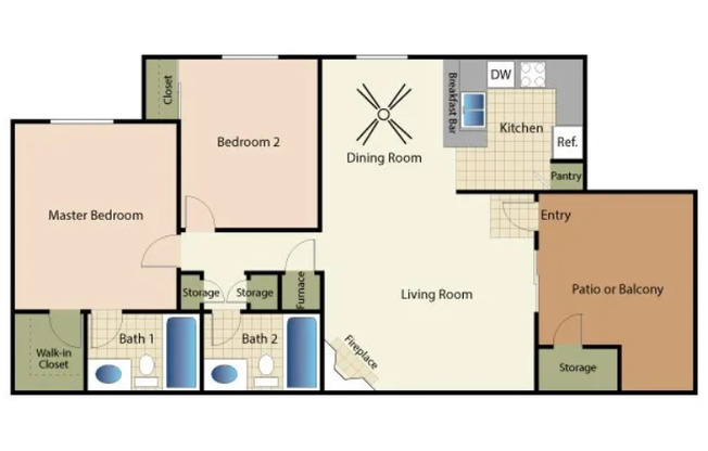 2 beds, 2 baths, 940 sqft, $2,745