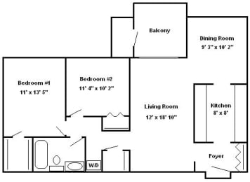 2 beds, 1 bath, 992 sqft, $1,200