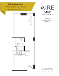 Studio, 1 bath, 467 sqft, $1,087