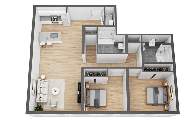 2 beds, 2 baths, 1,081 sqft, $3,575, Unit 6A