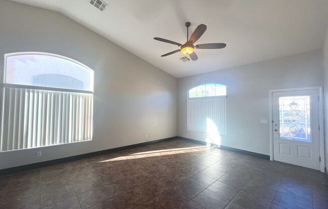 single story, 4 bed, 2 bath, 3 car garage with no HOA