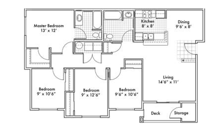 4 beds, 2 baths, 1,376 sqft, $2,400