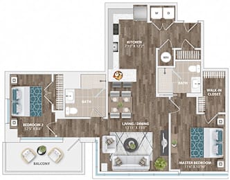 2 beds, 2 baths, 1,068 sqft, $2,881