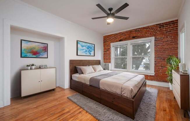 Bedroom interior at Westmore Manor Apartments, California