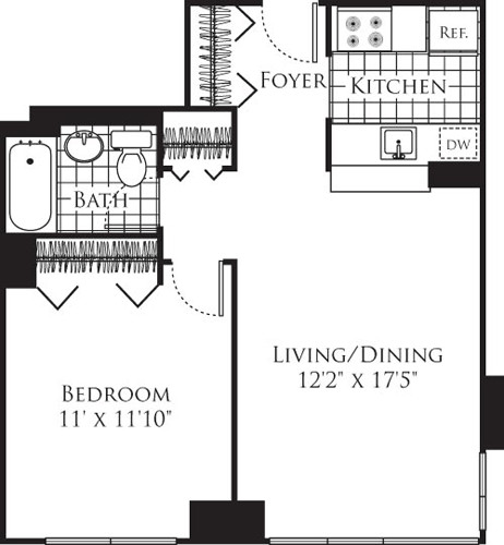 1 bed, 1 bath, 620 sqft, $5,930, Unit 22E