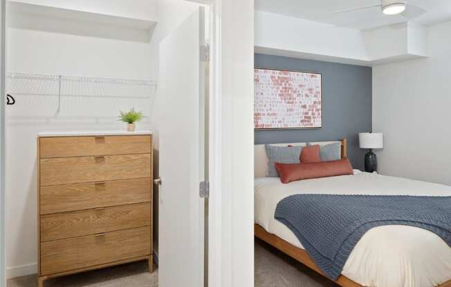 South Ridge Apartments Model Bedroom with Attached Walk-In Closet
