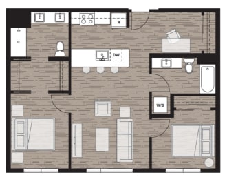 2 beds, 2 baths, 931 sqft, $2,595