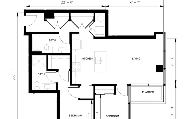 2 beds, 2 baths, 1,075 sqft, $4,325, Unit 410