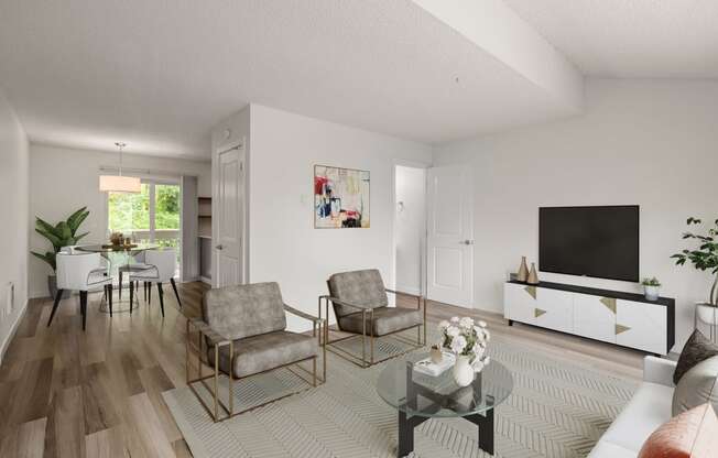 Living room with two chairs and a table  at Larkspur West Linn, West Linn