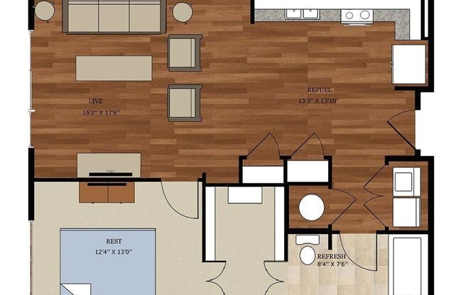 1 bed, 1 bath, 748 sqft, $2,710, Unit 6115