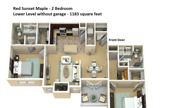 2 beds, 2 baths, 1,183 sqft, $1,885, Unit B03-316