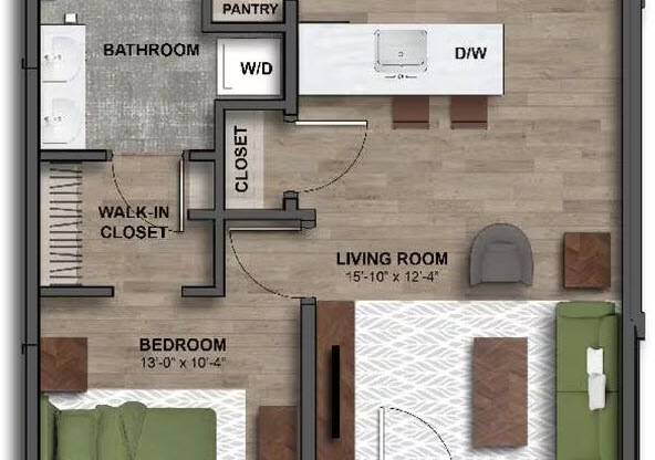 1 bed, 1 bath, 625 sqft, $1,481