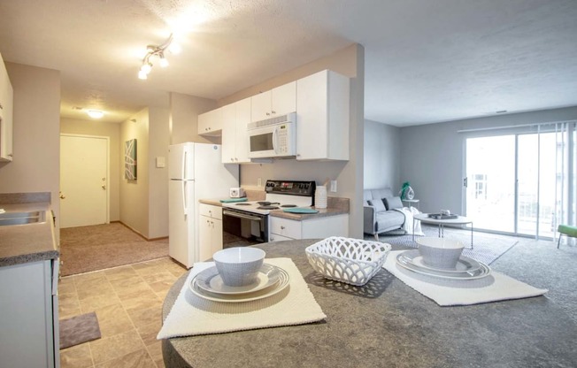 Large galley kitchens at Flatwater Apartments in La Vista, NE