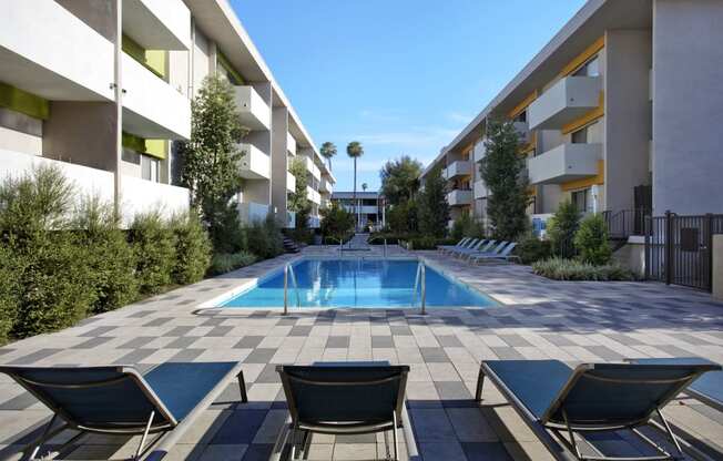 Poolside Relaxing Area at The Chadwick, Los Angeles, CA