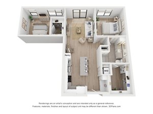 1 bed, 1 bath, 1,007 sqft, $3,052