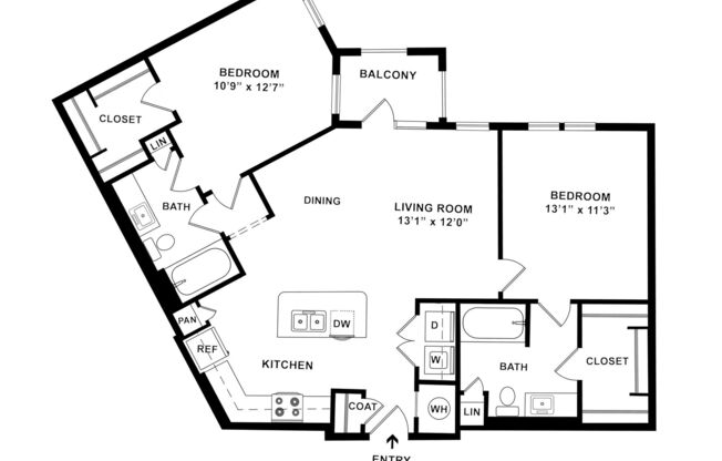 2 beds, 2 baths, 1,085 sqft, $1,950