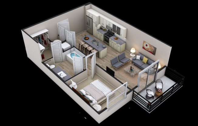 1 bed, 1 bath, 691 sqft, $1,725