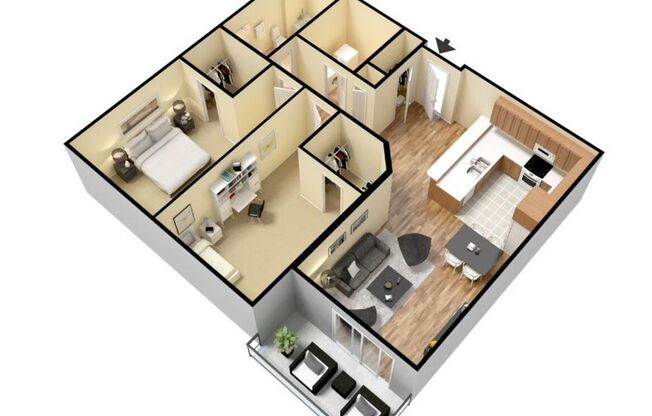 2 beds, 1 bath, 919 sqft, $1,294