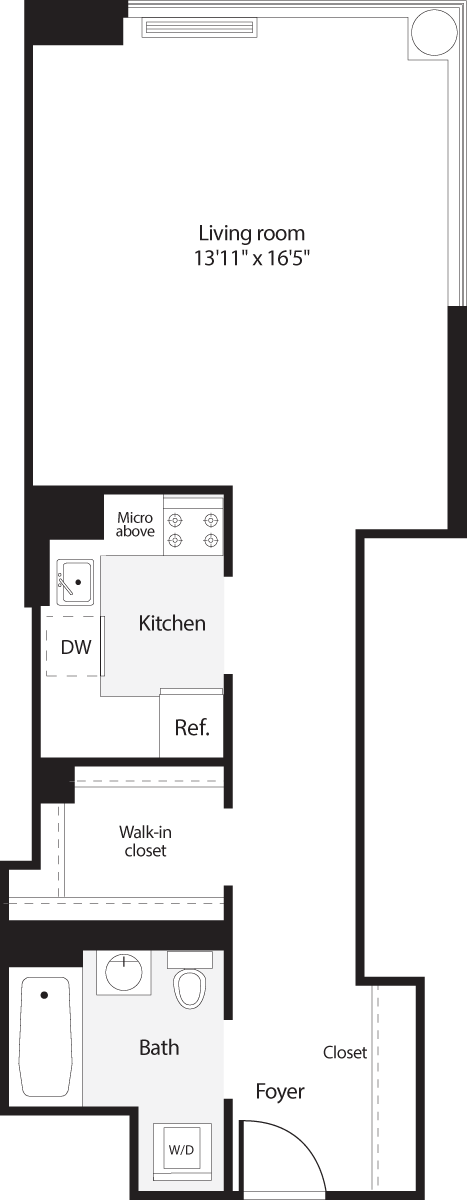 Studio, 1 bath, 583 sqft, $4,155, Unit 03F